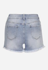 Born2be - Niebieskie Jeansowe Bawełniane Szorty z Cyrkoniami Folorina. Okazja: na co dzień, na spacer. Kolor: niebieski. Materiał: bawełna, jeans. Sezon: lato. Styl: klasyczny, glamour, casual #5
