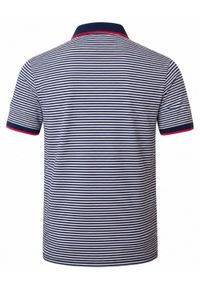 Męska Koszulka Polo - Pako Jeans - Granatowy Prążek. Okazja: na co dzień. Typ kołnierza: polo. Kolor: niebieski. Materiał: bawełna. Wzór: prążki, paski. Styl: casual #4