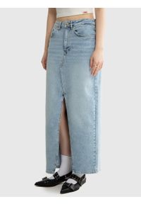 Big-Star - Spódnica damska maxi jeansowa z wysokim stanem Pili 208. Stan: podwyższony. Kolor: niebieski. Materiał: jeans. Długość: krótkie. Styl: retro, klasyczny, elegancki