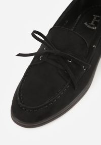 Born2be - Czarne Mokasyny Ozdobione Wiązaniem Fyrelerris. Okazja: na co dzień. Kolor: czarny. Materiał: jeans. Wzór: aplikacja. Styl: klasyczny, casual #6