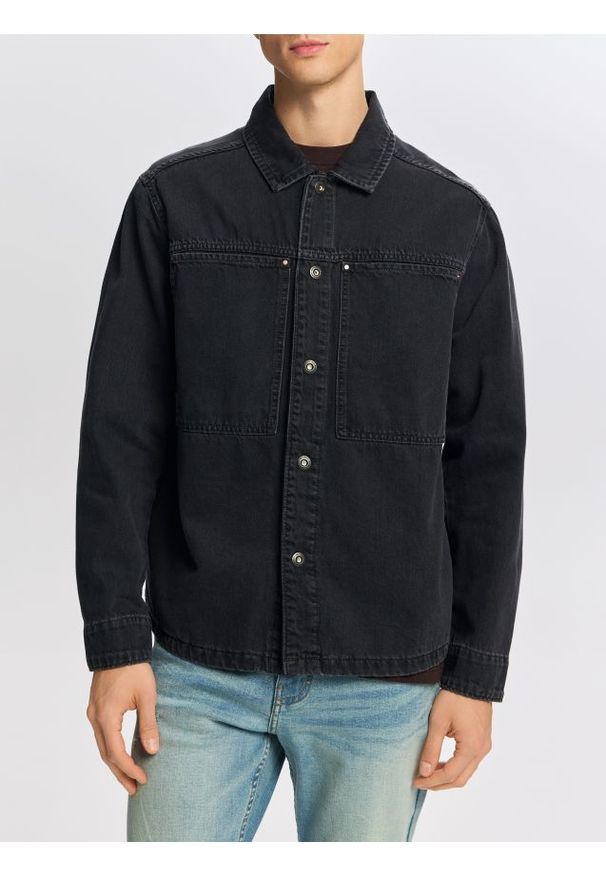 Reserved - Jeansowa koszula comfort fit - czarny. Kolor: czarny. Materiał: jeans