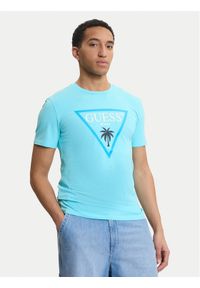 Guess T-Shirt F6GI09 J1314 Niebieski Slim Fit. Kolor: niebieski. Materiał: bawełna #1