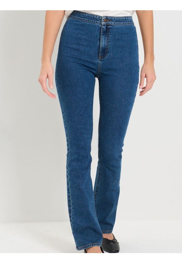 Sinsay - Jeansy dzwony - granatowy. Kolor: niebieski