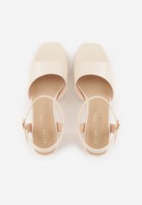 Renee - Beżowe Sandały VICES na Słupku z Grubą Podeszwą i Skórzaną Wkładką Aziluna. Zapięcie: pasek. Kolor: beżowy. Materiał: skóra. Obcas: na słupku. Styl: elegancki #9