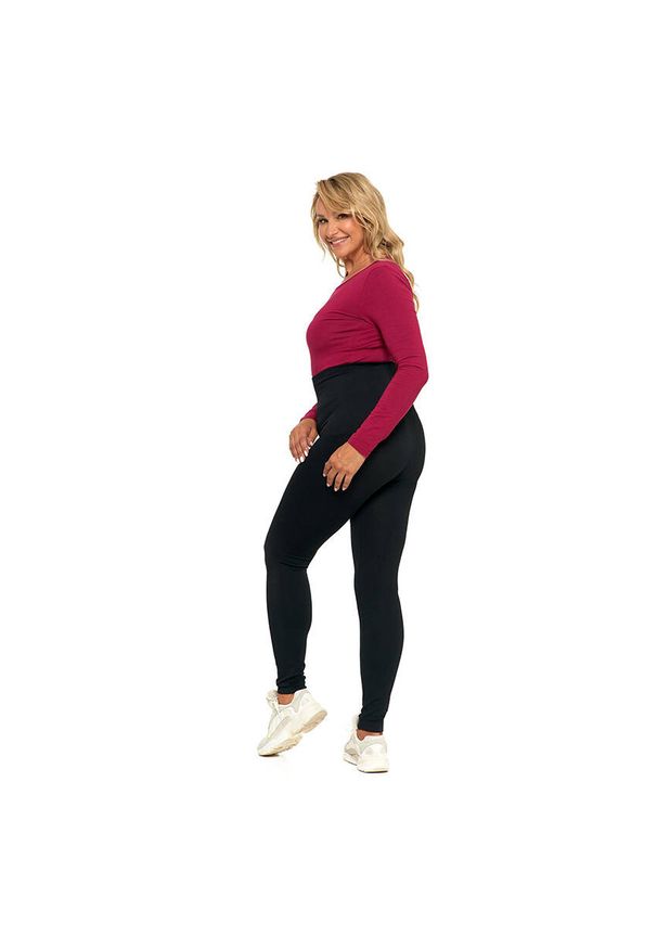 Czarne Legginsy Moraj Damskie Z Wysokim Stanem. Okazja: na co dzień. Stan: podwyższony. Kolor: czarny. Materiał: materiał. Styl: casual