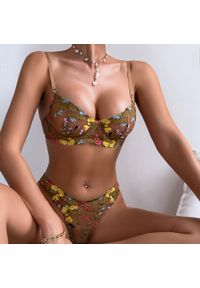 Intica - Zestaw bielizny z haftem elegancki i wygodny Wibekke. Kolor: brązowy. Materiał: tkanina, materiał. Wzór: haft #8