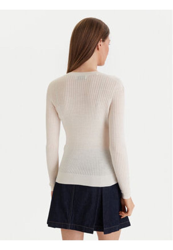 Lacoste Kardigan AF4141 Écru Slim Fit. Materiał: wełna