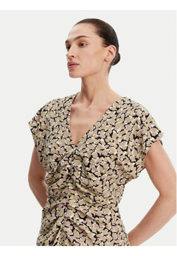 French Connection Sukienka codzienna 71YCV Khaki Regular Fit. Okazja: na co dzień. Kolor: brązowy. Materiał: wiskoza. Typ sukienki: proste. Styl: casual