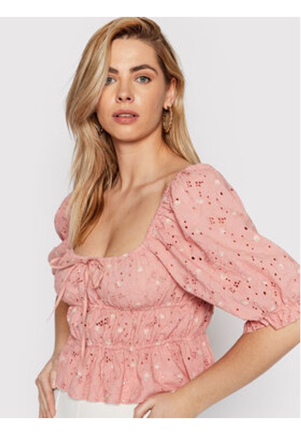 Guess Bluzka Lulu W2GH39 WEIV0 Różowy Slim Fit. Kolor: różowy. Materiał: bawełna