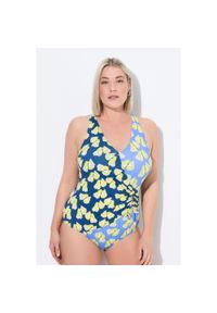 ULLA POPKEN - Damski Strój kąpielowy miękkie miseczki ramiączka z regulacją. Kolekcja: plus size. Kolor: niebieski. Materiał: poliester, elastan, poliamid, materiał