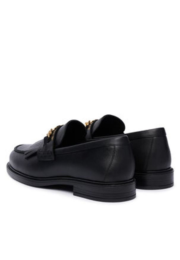 TOMMY HILFIGER - Tommy Hilfiger Loafersy Th Chain Fringe Leather Loafer FW0FW09668 Czarny. Kolor: czarny. Materiał: skóra
