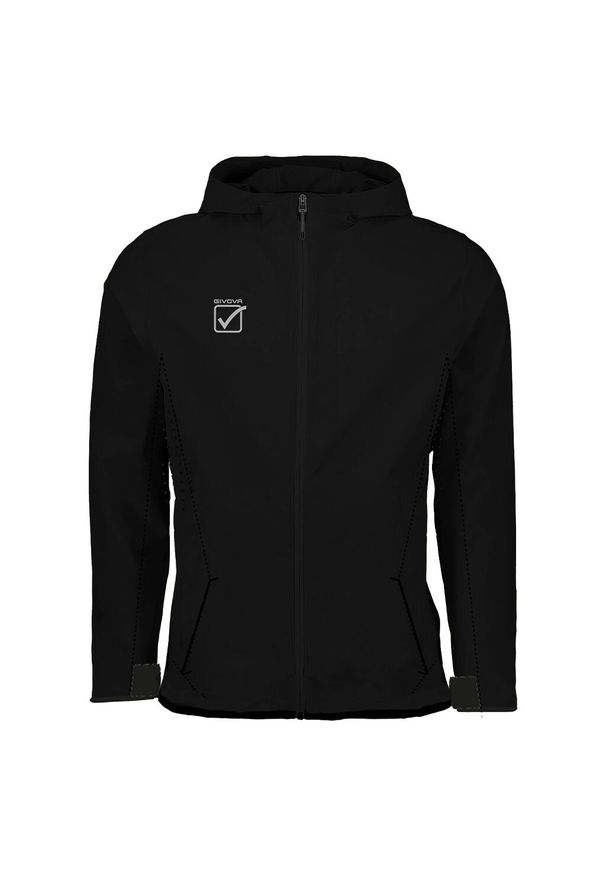 Kurtka wodoodporna z kapturem Givova. Typ kołnierza: kaptur. Kolor: czarny