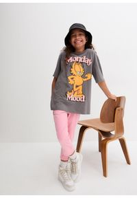 bonprix - T-shirt z czystej bawełny z nadrukiem Garfielda. Kolor: szary. Materiał: jersey, bawełna. Długość rękawa: krótki rękaw. Długość: krótkie. Wzór: nadruk #3