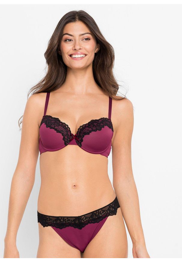 bonprix - Biustonosz z usztywnianymi miseczkami z poliamidu z recyklingu (3 szt.). Kolor: czarny. Materiał: poliamid