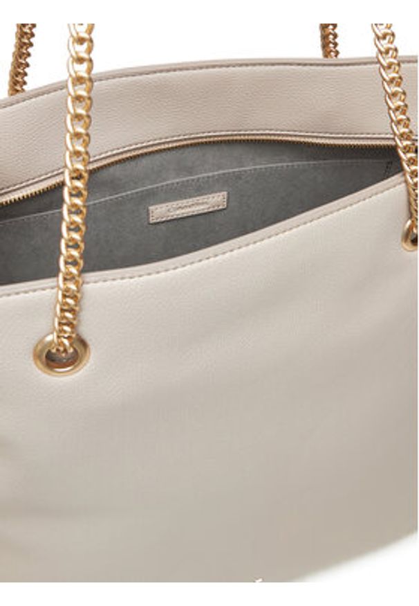Calvin Klein Torebka Minimal Monogram Chain Tote LV04F3204G Beżowy. Kolor: beżowy. Materiał: skórzane