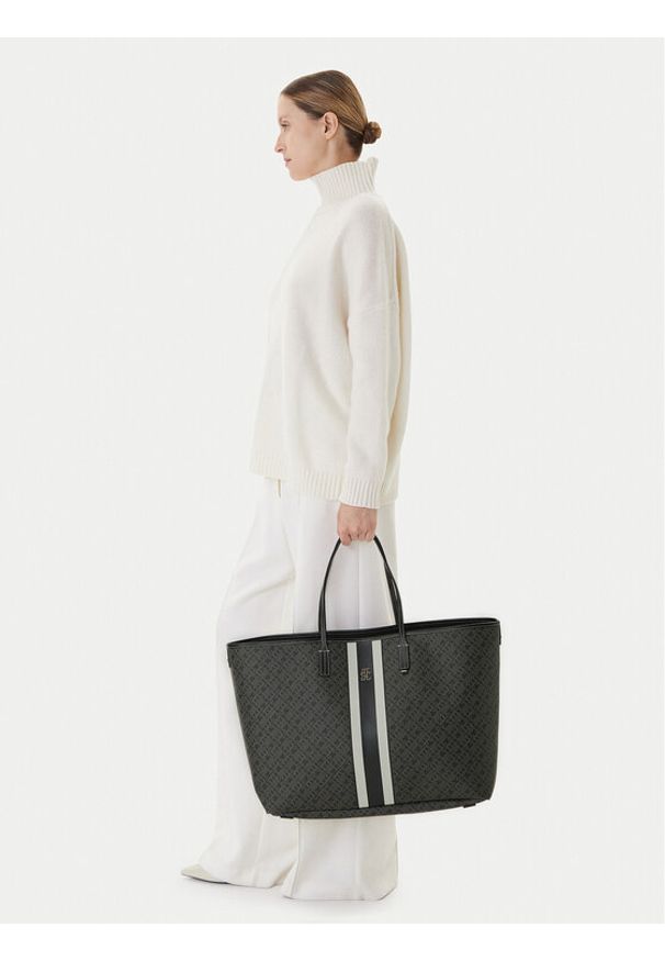 TOMMY HILFIGER - Tommy Hilfiger Torebka Th Monoplay Le Maxi Tote AW0AW17697 Czarny. Kolor: czarny. Materiał: skórzane