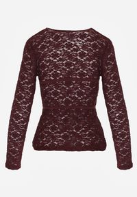 Born2be - Bordowa Koronkowa Bluzka z Długim Rękawem i Dekoltem w Serek Senafera. Typ kołnierza: dekolt w serek. Kolor: czerwony. Materiał: koronka. Długość rękawa: długi rękaw. Długość: długie. Styl: klasyczny, elegancki #7