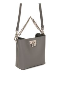 Kazar - Minimalistyczna szara torebka z łańcuchem do ręki. Kolor: szary. Wzór: gładki. Materiał: skórzane. Styl: casual, klasyczny. Rodzaj torebki: do ręki #2