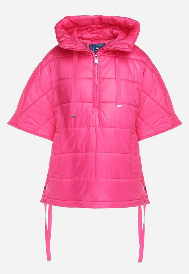 Born2be - Fuksjowa Pikowana Kurtka Wkładana Przez Głowę z Kapturem i Rękawem 3/4 Arifne. Typ kołnierza: kaptur. Kolor: różowy. Styl: elegancki