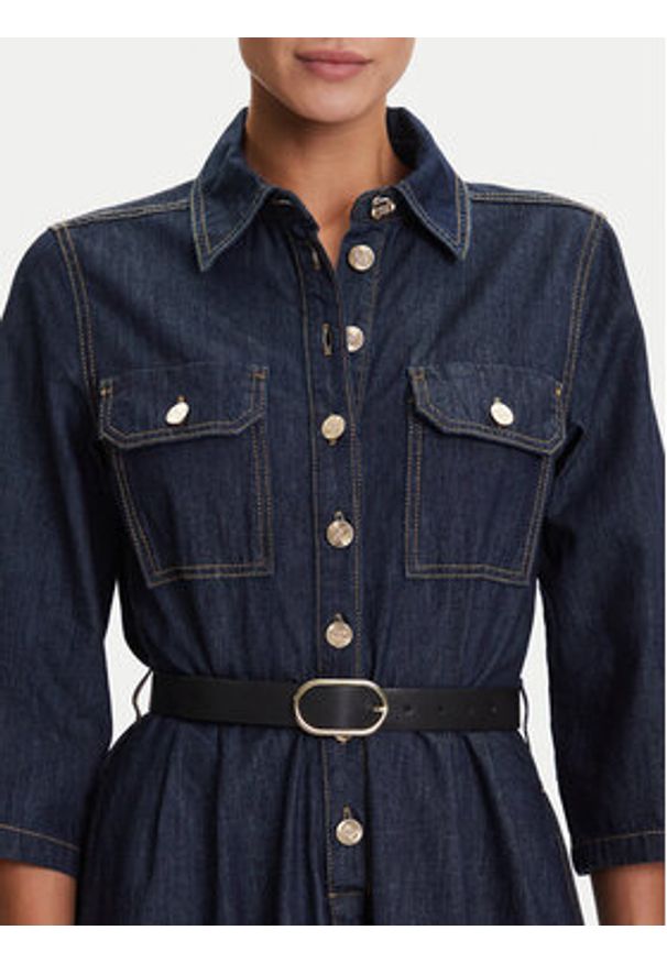 Liu Jo Sukienka jeansowa UF5148 D0268 Granatowy Regular Fit. Kolor: niebieski. Materiał: bawełna