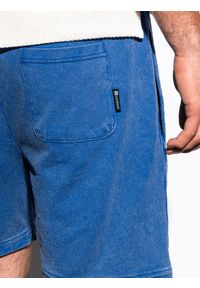 Ombre Clothing - Krótkie spodenki męskie dresowe W223 - niebieskie - L. Kolor: niebieski. Materiał: dresówka. Długość: krótkie. Wzór: aplikacja. Styl: klasyczny #4