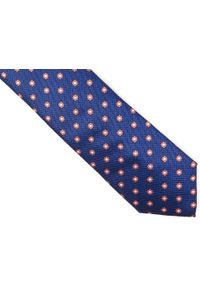 Modini - Granatowy krawat w kwiaty D224. Kolor: niebieski. Materiał: mikrofibra, tkanina. Wzór: kwiaty #1
