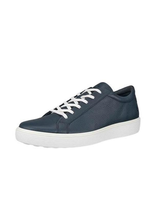 ecco - Buty do chodzenia męskie Ecco Sneaker Soft 60. Kolor: niebieski. Materiał: skóra. Szerokość cholewki: normalna. Sport: turystyka piesza