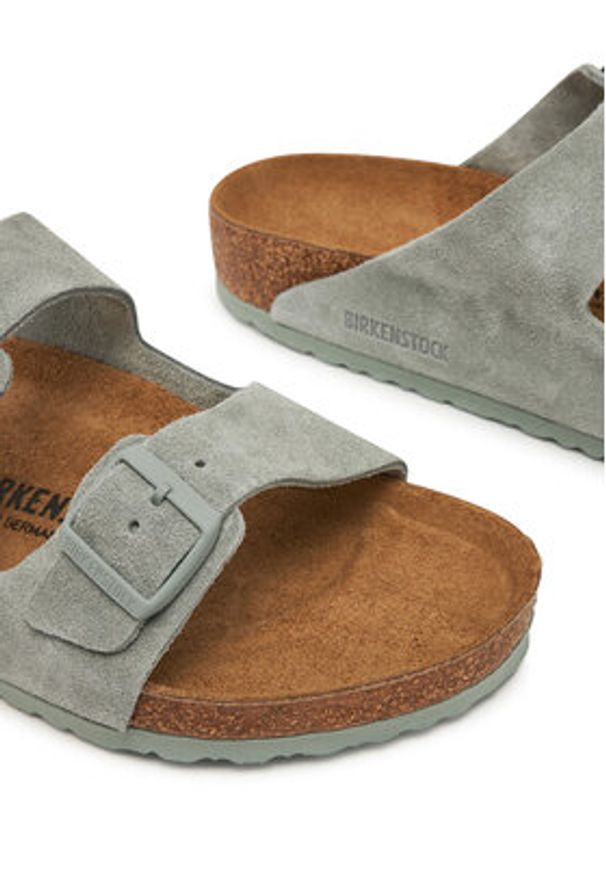 Birkenstock Klapki Arizona zamsz 1029146 Zielony. Kolor: zielony. Materiał: skóra, zamsz