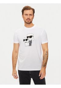 Karl Lagerfeld - KARL LAGERFELD T-Shirt 755061 544241 Biały Regular Fit. Typ kołnierza: dekolt w karo. Kolor: biały. Materiał: bawełna #1