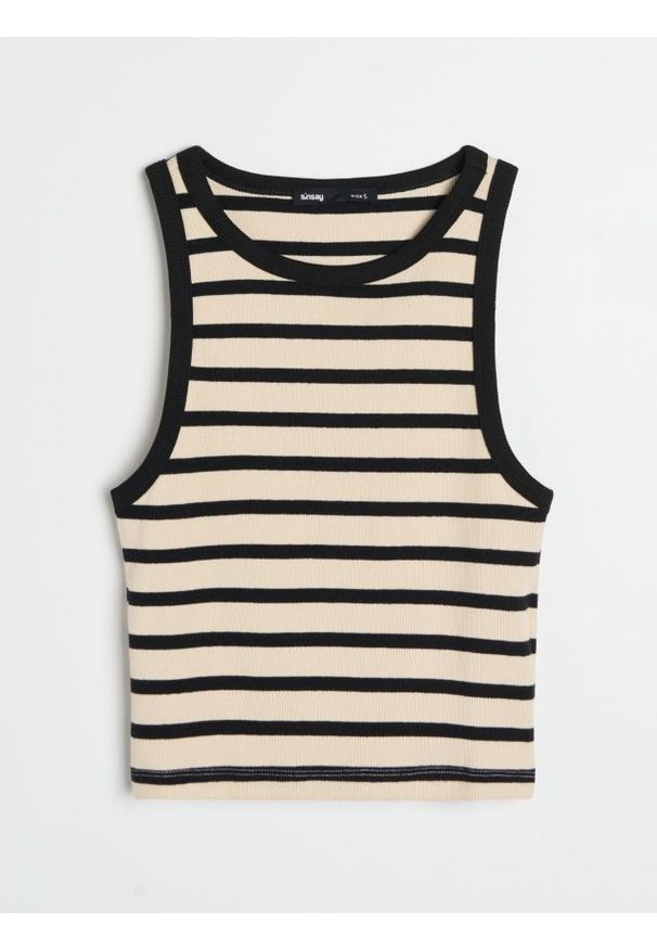 Sinsay - Prążkowany top na ramiączkach - wielobarwny. Materiał: prążkowany. Długość rękawa: na ramiączkach