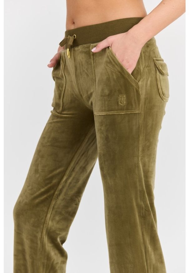 Juicy Couture - JUICY COUTURE Damskie zielone spodnie Del Ray Gold HW. Kolor: zielony. Materiał: materiał, poliester, elastan