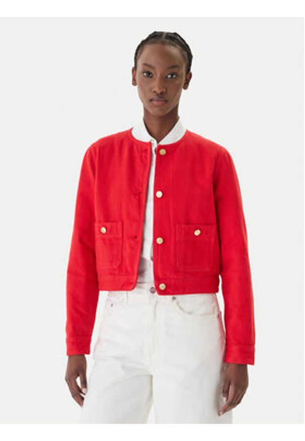 TOMMY HILFIGER - Tommy Hilfiger Kurtka jeansowa WW0WW48591 Pomarańczowy Regular Fit. Kolor: pomarańczowy. Materiał: bawełna