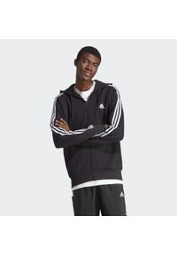 Adidas - Essentials French Terry 3-Stripes Full-Zip Hoodie. Okazja: na co dzień. Typ kołnierza: kaptur. Kolor: czarny, wielokolorowy, biały. Styl: casual, sportowy. Sport: fitness #1
