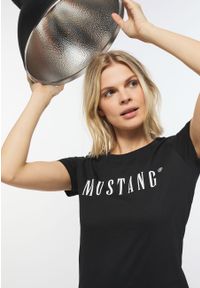 Mustang - MUSTANG Alina C Tee Logo Damski T-shirt Koszulka Black 1013222 4142 #7