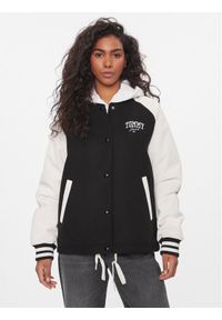 Tommy Jeans Kurtka bomber Cord Mix Letterman DW0DW16592 Czarny Regular Fit. Kolor: czarny. Materiał: syntetyk