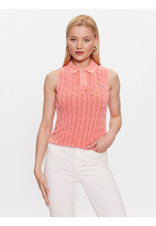 Polo Ralph Lauren Polo 211905650002 Koralowy Regular Fit. Typ kołnierza: polo. Kolor: pomarańczowy. Materiał: bawełna