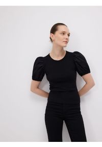 Reserved - Bluzka z modalem - czarny. Kolor: czarny. Materiał: dzianina