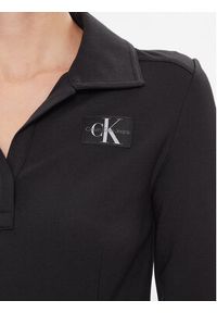 Calvin Klein Jeans Bluzka Polo Collar Milano Regular Top J20J222556 Czarny Regular Fit. Typ kołnierza: polo. Kolor: czarny. Materiał: wiskoza, syntetyk #5