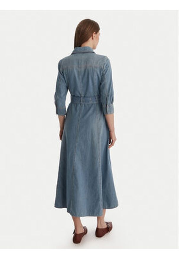 Marella Sukienka jeansowa Giambo 2613221024 Niebieski Regular Fit. Kolor: niebieski. Materiał: bawełna