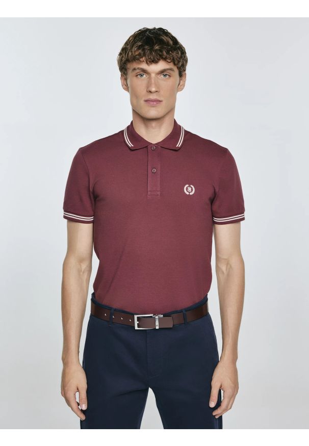 Big-Star - Koszulka męska polo bordowa Poller 604. Okazja: na randkę, do pracy. Typ kołnierza: polo. Kolor: czerwony. Materiał: jeans, dzianina. Wzór: haft. Styl: sportowy, elegancki, klasyczny