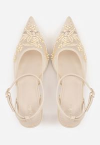 Renee - Beżowe Szpilki VICES z Siateczkową Cholewką Perełkami i Kwiatowym Wzorem Berdal. Zapięcie: sprzączka. Kolor: beżowy. Materiał: satyna. Szerokość cholewki: normalna. Wzór: kwiaty. Obcas: na szpilce #3