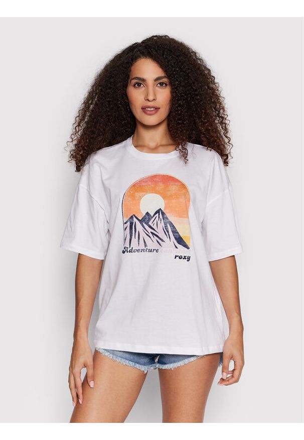 Roxy T-Shirt Start Adventures ERJZT05390 Biały Relaxed Fit. Kolor: biały. Materiał: bawełna