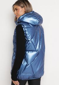 Born2be - Niebieska Pikowana Kamizelka z Kapturem Incanto. Typ kołnierza: kaptur. Kolor: niebieski. Wzór: geometria #3