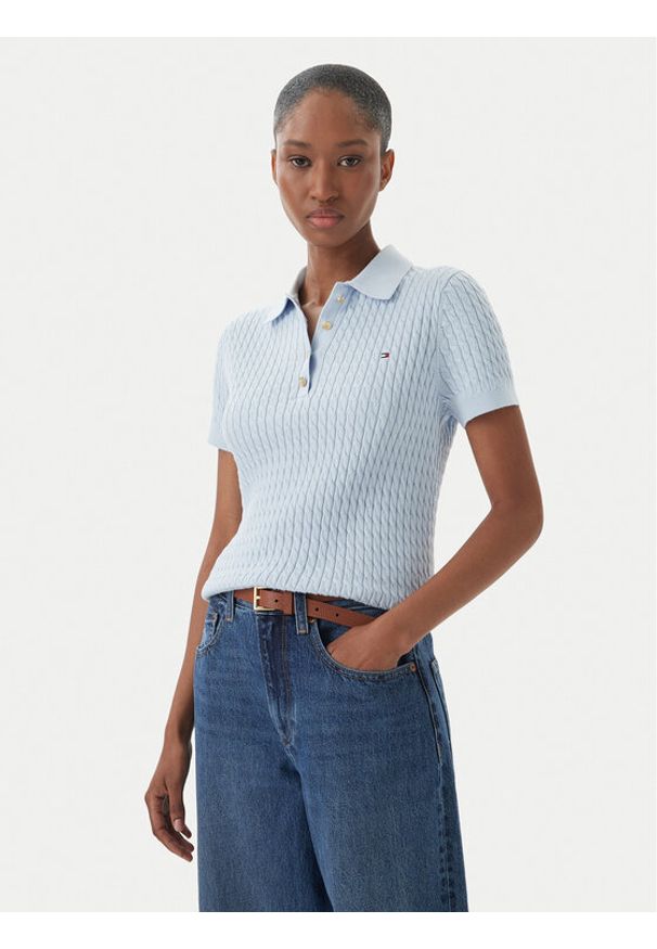 TOMMY HILFIGER - Tommy Hilfiger Sweter WW0WW41474 Niebieski Regular Fit. Kolor: niebieski. Materiał: bawełna