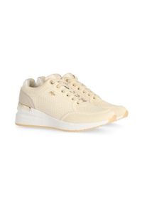 MEXX - Mexx sneakersy Glass kolor beżowy MXK039801W. Nosek buta: okrągły. Zapięcie: sznurówki. Kolor: beżowy. Materiał: guma. Obcas: na koturnie #6