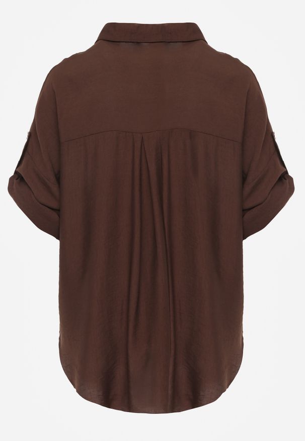 Renee - Brązowa Wiskozowa Koszula Nietoperz z Regulowanymi Rękawami i Haftem Drenesh. Kolor: brązowy. Materiał: wiskoza. Wzór: haft. Styl: boho
