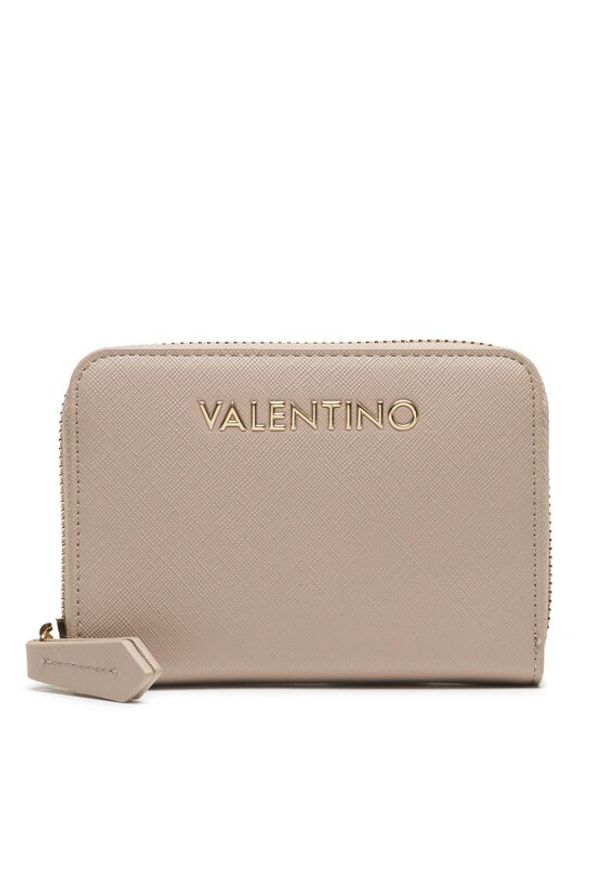 VALENTINO - Valentino Mały Portfel Damski Zero VPS7B3137 Beżowy. Kolor: beżowy. Materiał: skóra