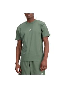 Koszulka New Balance MT31504DON - zielona. Kolor: zielony. Materiał: tkanina, skóra, bawełna. Długość rękawa: krótki rękaw. Długość: krótkie