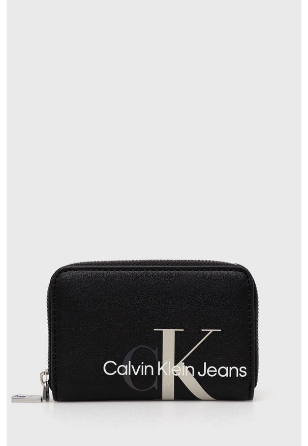 Calvin Klein Jeans Portfel K60K608960.PPYY damski kolor czarny. Kolor: czarny. Materiał: materiał. Wzór: gładki