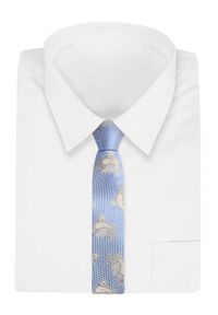 Niebiesko-Beżowy Szeroki Krawat -Angelo di Monti- 7 cm, Męski, Wzór Paisley, Łezki. Kolor: niebieski, brązowy, beżowy, wielokolorowy. Wzór: paisley. Styl: elegancki, wizytowy #2